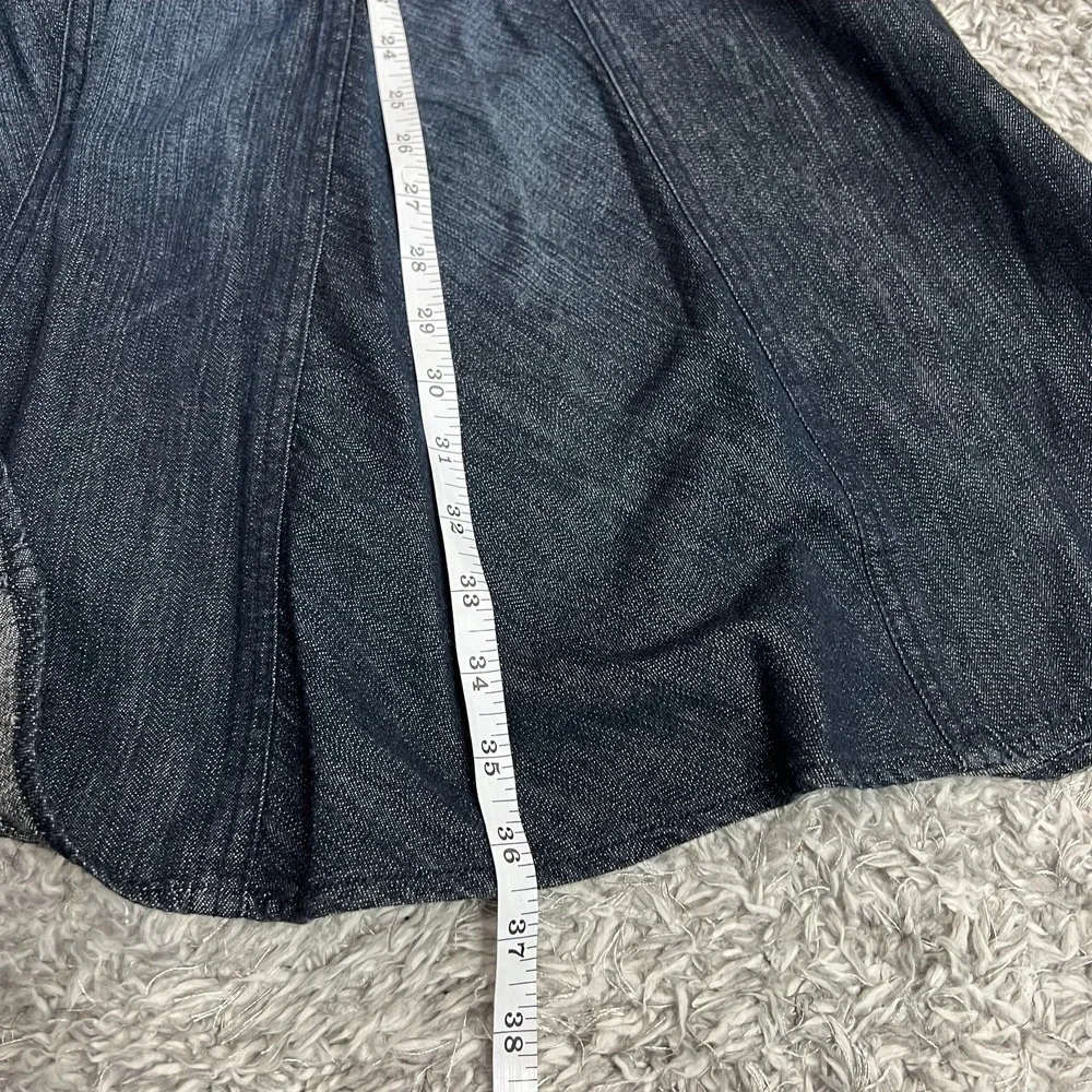 Bandolino Denim Maxi Skirt 8 Boho Panel Flare‎ Embroidered Waist Dark Wash